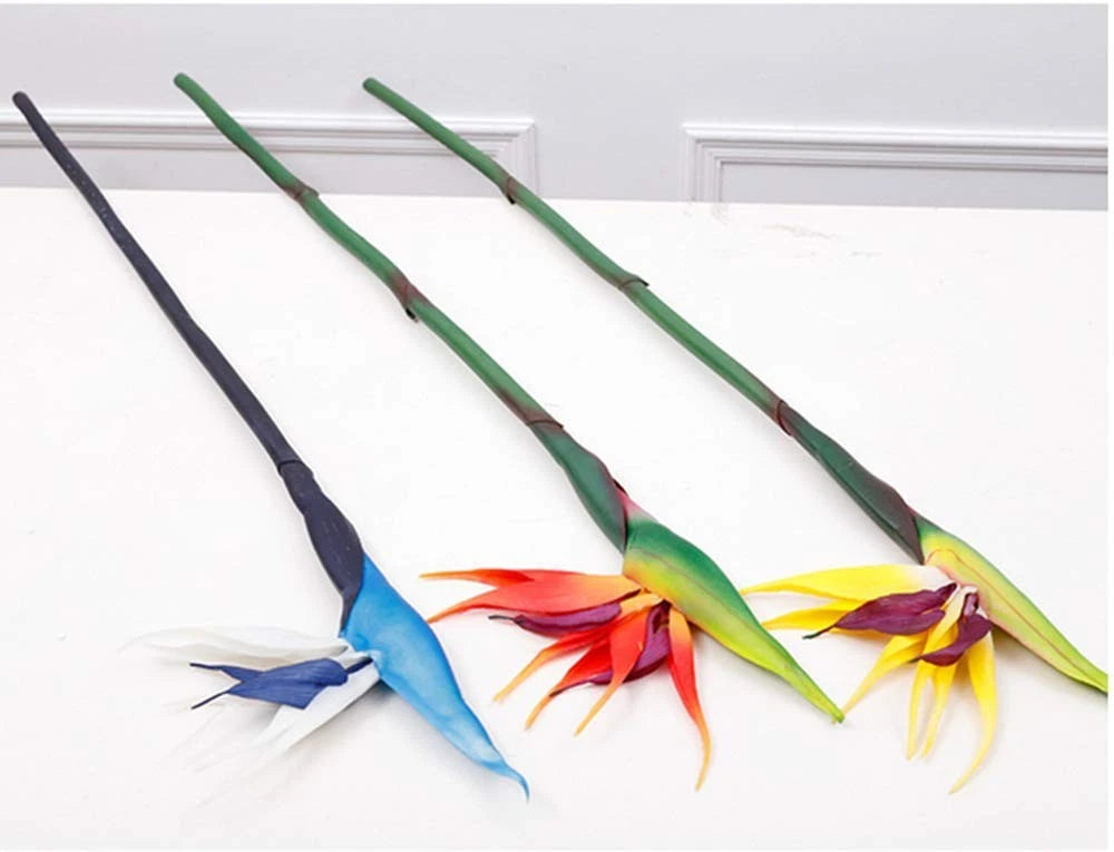 3 Pcs Large Bird of Paradise 32 Inch Permanent Flower,UV 32in, Orange and Red