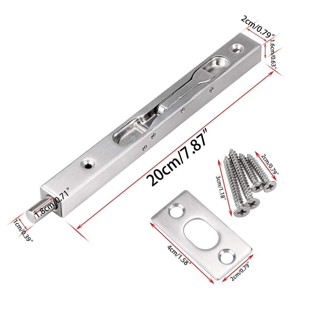 Sumnacon 2Pcs Door Flush Bolts - 8 Inch Concealed Security 8 Inch, Silver