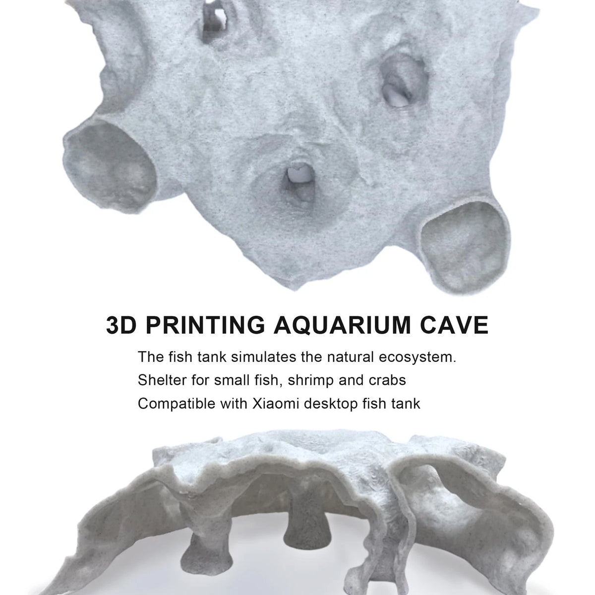 LIYAOLI Aquarium Cave Tunnel 3D Printed - Fish Tank Medium, Grey - 01