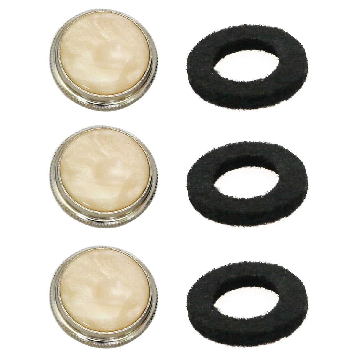 heyous 3pcs Trumpet Finger Buttons with Felt Washers Musical Beige + Silver