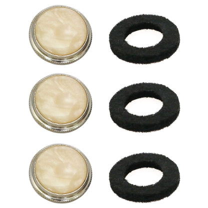 heyous 3pcs Trumpet Finger Buttons with Felt Washers Musical Beige + Silver