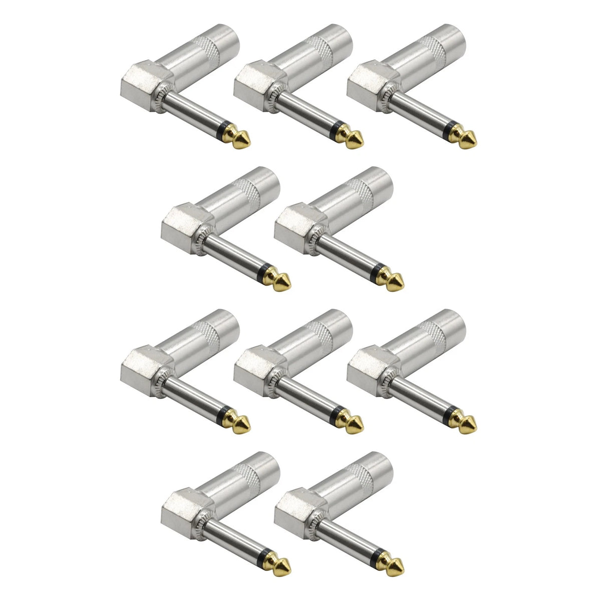 10PCS 1/4 TS Right Angle Mono Phone Plug For Universal 6.35mm Compatibility