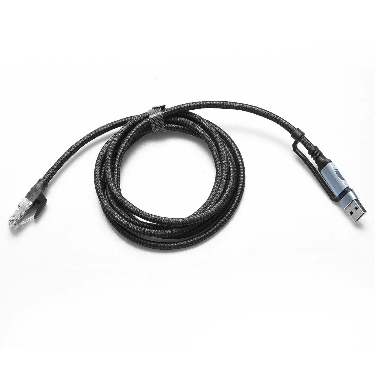 Aluminum 2-in-1 Ethernet Cable USB-A/Type-C to RJ45 100Mbps 1.8M Braided for PC