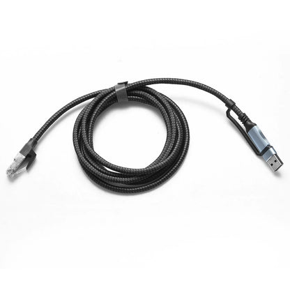 Aluminum 2-in-1 Ethernet Cable USB-A/Type-C to RJ45 100Mbps 1.8M Braided for PC