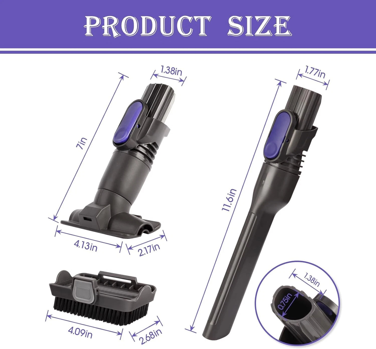Vacuum Crevice Tool Brush 9.44 x 5.90 x 2.55 inch, 2-in-1 brush + Slit