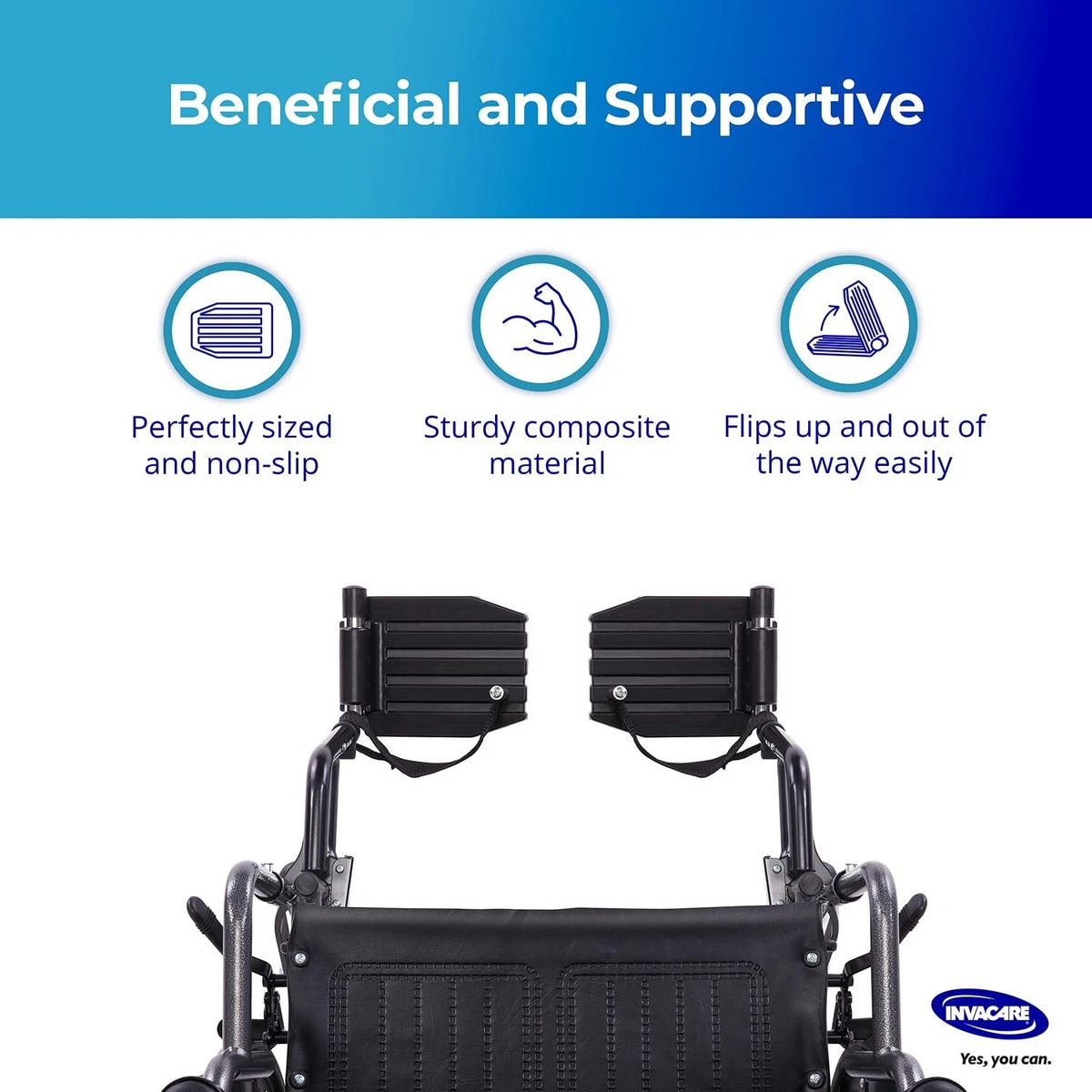 Invacare T93HCP Wheelchair Hemi Footrest with Composite Universal Fit, Black