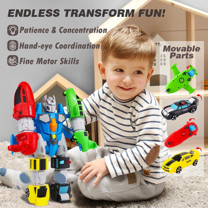 QUERCITRON 5-in-1 Magnetic Vehicles Playset Toy, Transform Medium, Multicolor