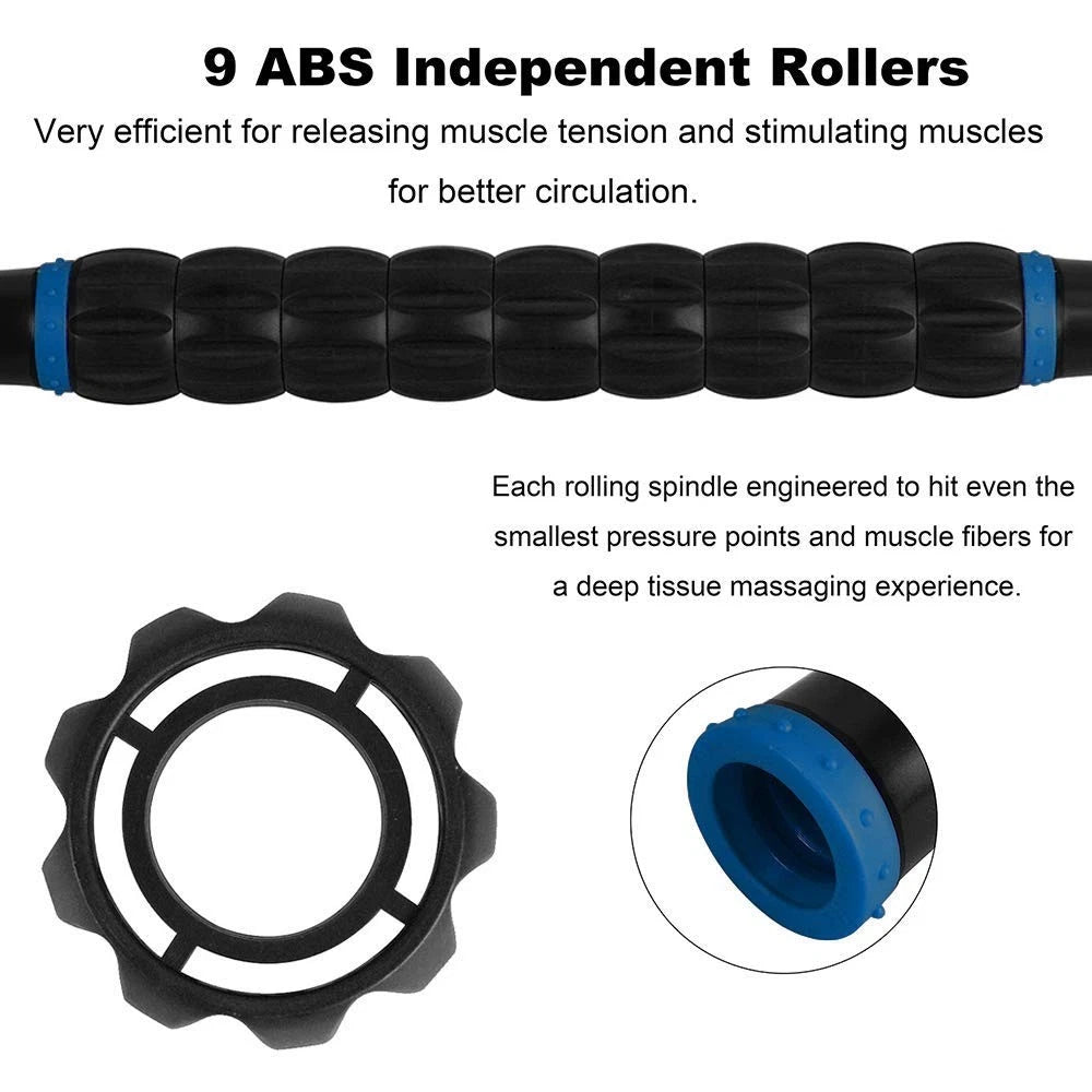 YANSYI Professional 9-Roller Deep Tissue Massage 1 Count (Pack of 1), Blue 1