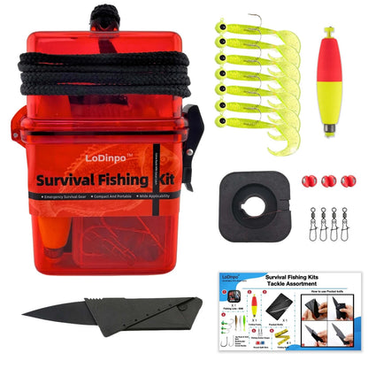 LoDinpo Mini Survival Fishing Kit, Pocket Emergency pocket, Deep Sea Blue