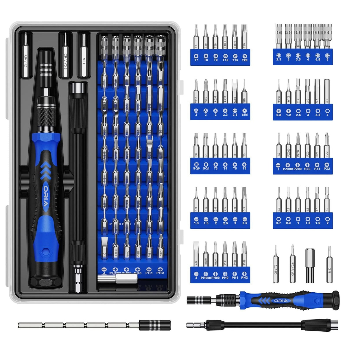 ORIA Precision Screwdriver Set, 61 in 1 Small Set with 57 Blue