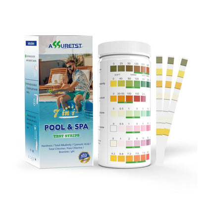 7-Way Pool Test Strips, 100 Strips Water Chemical Testing for Hot tub and...