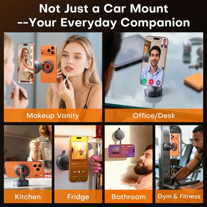 Magnetic Phone Holder for Car [98+ LB Strongest Suction & 2800gf Dark Black