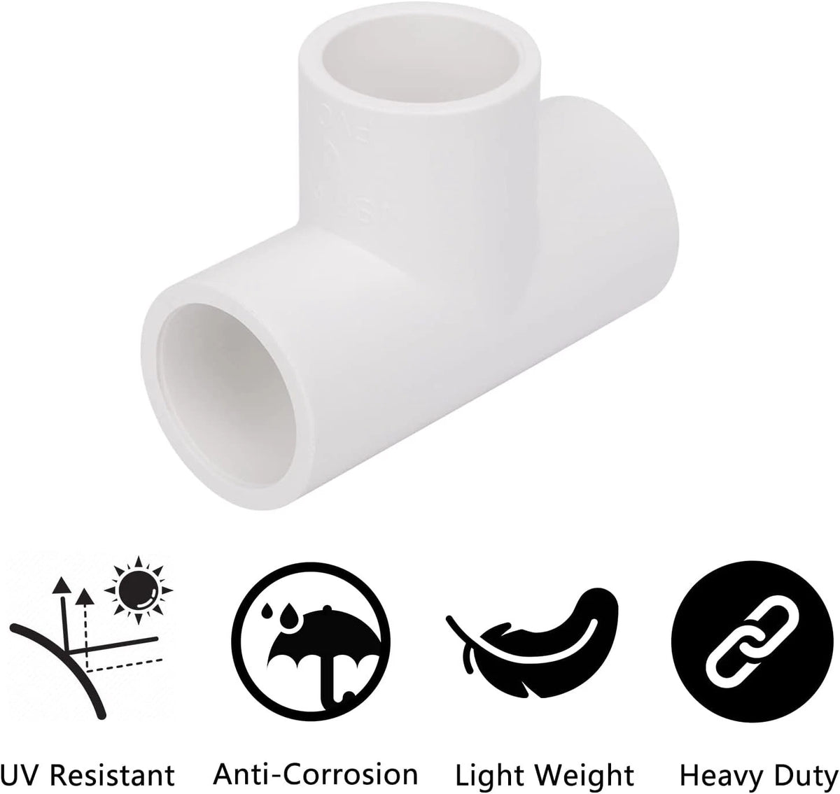20 Pack 3 Way 1/2 Inch Tee PVC Fittings, 1/2inch SCH 40 1/2Inch, White