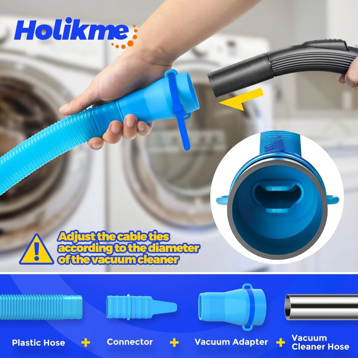 Holikme Upgraded 2 Pieces Dryer Vent Cleaner Kit Compatible with Most Blue