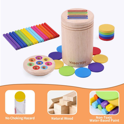 YHHYTOY Montessori Toys for 3 Year Old, Dual Play Wooden Medium, Multicolor