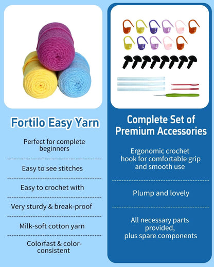 Fortilo Crochet Kit Small (approx. 5 x 7 x 2 inches each), Jellyfish Family