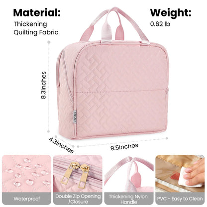 JOYYTUU Standing Makeup Bag, Large Capacity with Room for Brushes Light Pink