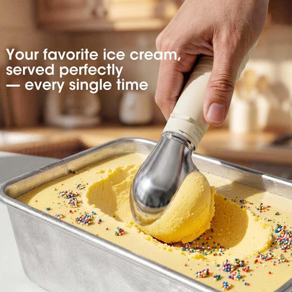 Heated Ice Cream Scoop with Removable Head – Dishwasher Safe 2oz, Beige