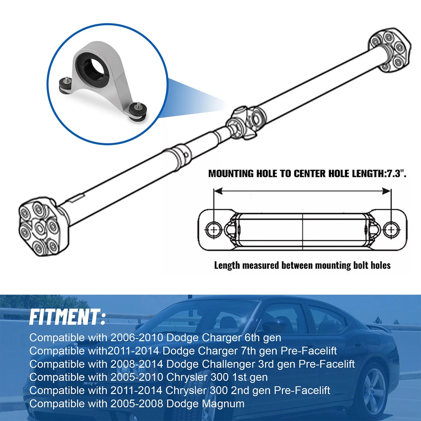 Driveshaft Center Bearing Support Carrier Upgrade for 2005-2014 Dodge Charger