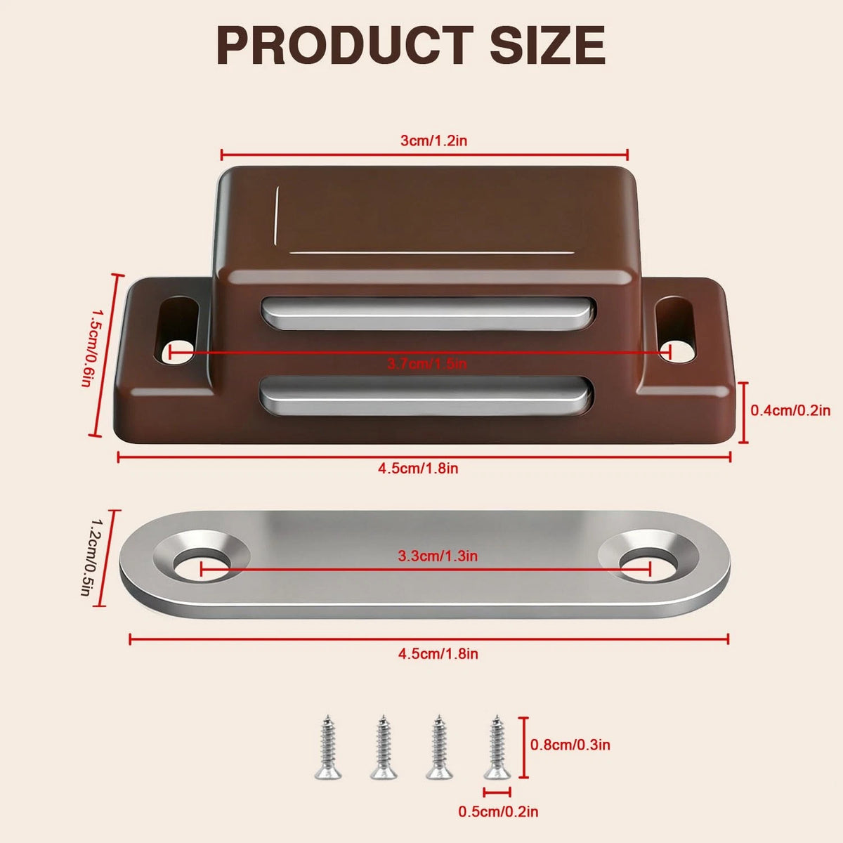 QEDT Cabinet Magnetic Latch - 12 Pack Brown 1.77”x0.59”x0.55”,