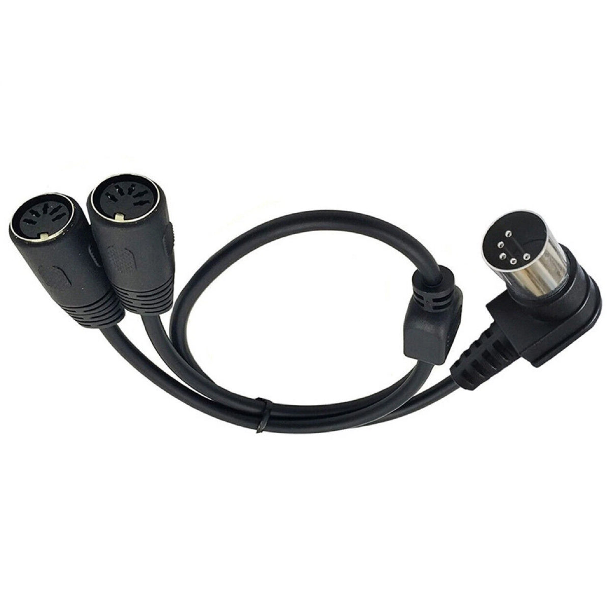 5 PIN MIDI DIN Male Right Angle Plug to 2 Female Socket Y Splitter Adapter Cable