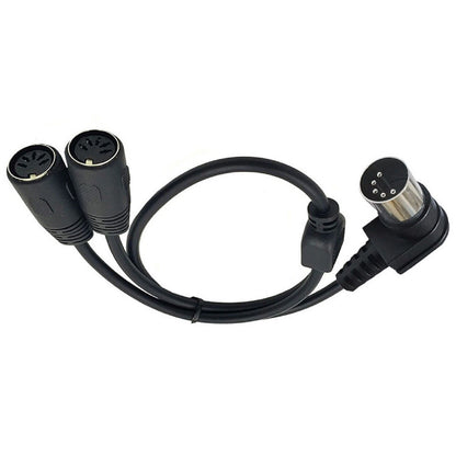 5 PIN MIDI DIN Male Right Angle Plug to 2 Female Socket Y Splitter Adapter Cable