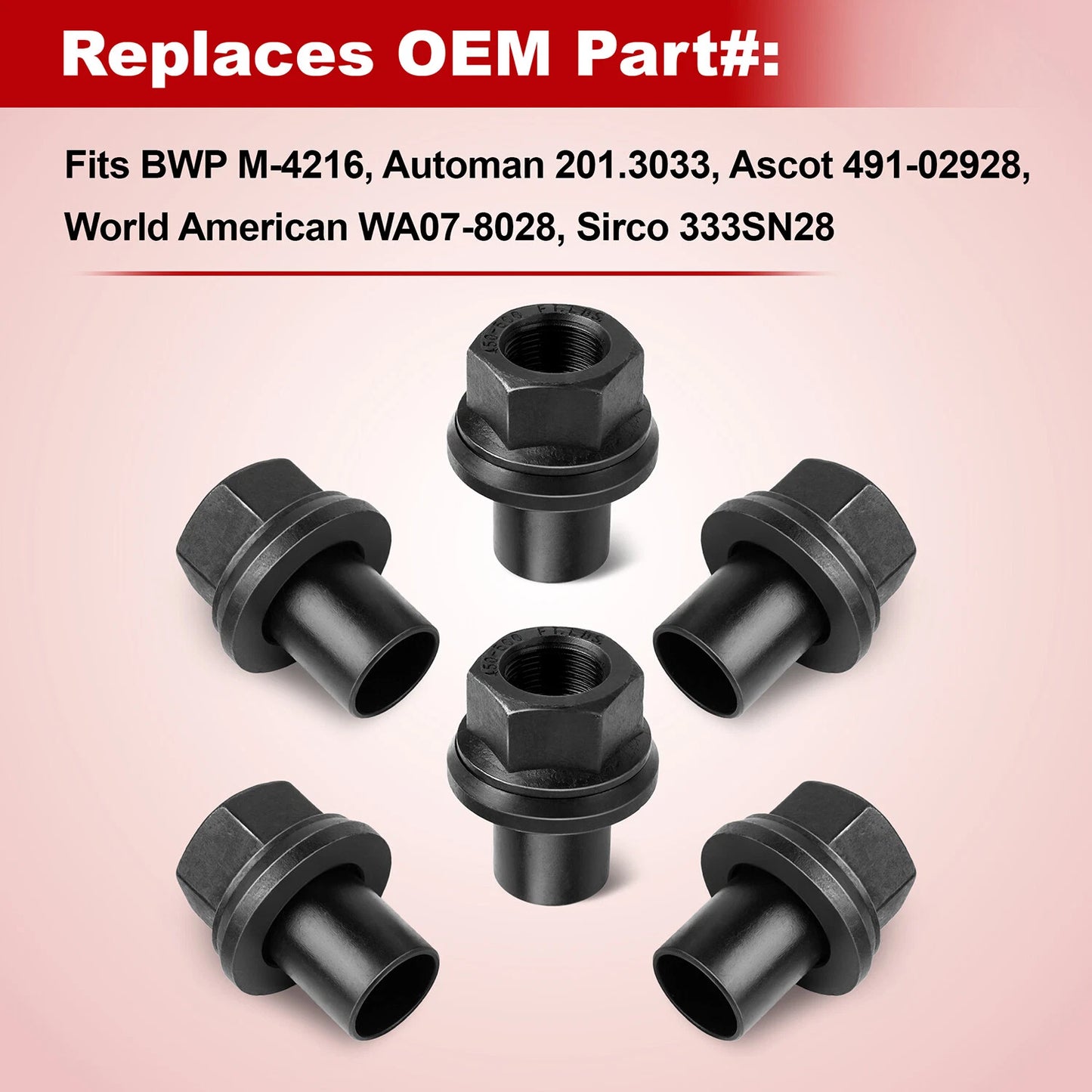 Two Piece 28mm Sleeve Flanged M22x1.5 Wheel Nuts 33mm Hex Hub Pilot/Unimount