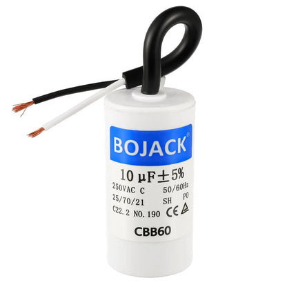 BOJACK Run Capacitor 10 uF MFD 250V AC 10 CBB60 2 Wire 50/60Hz Cylinder...