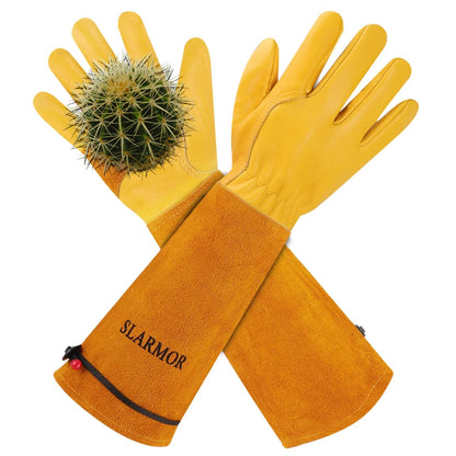 SLARMOR Long Gardening-Gloves Women/Men-Thorn Medium (Pack of 1), Yellow