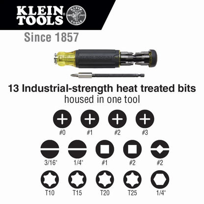Klein Tools 32303 Multi-Bit Screwdriver/Nut Driver, 14-in-1, Black/Yellow