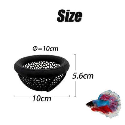 Aquarium Floating Betta Fish Skins, or Shrimp Feeder, Cave and Black