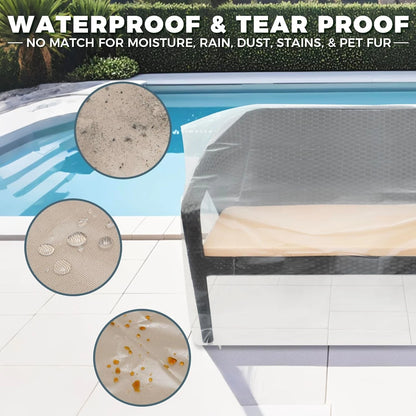 2-Pack Patio Loveseat Bench Cover - Reusable & Heavy-Duty Clear Plastic...