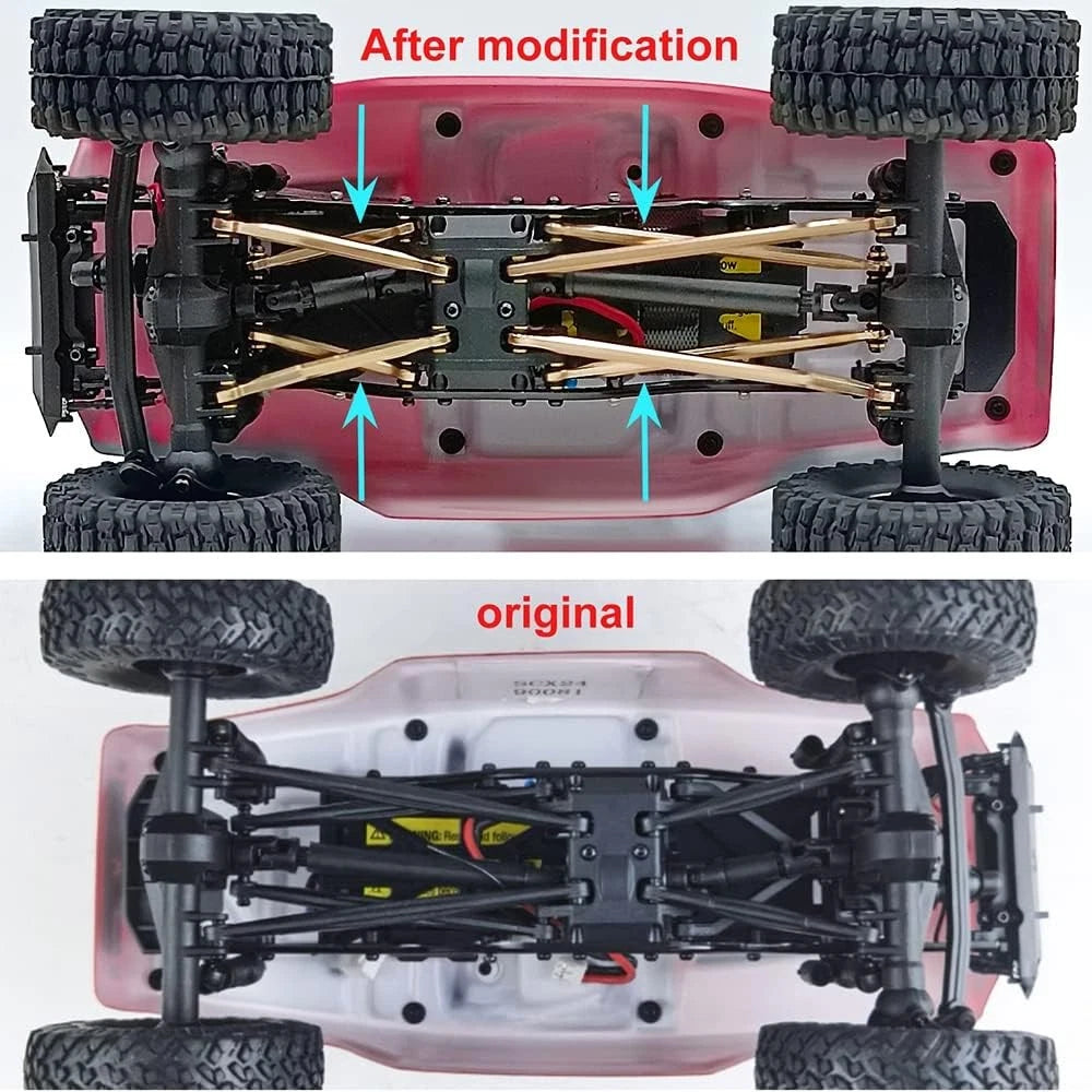 RCLIONS Higher Extra Clearance RC Links Linkage Set for 1/24th Axial Gold