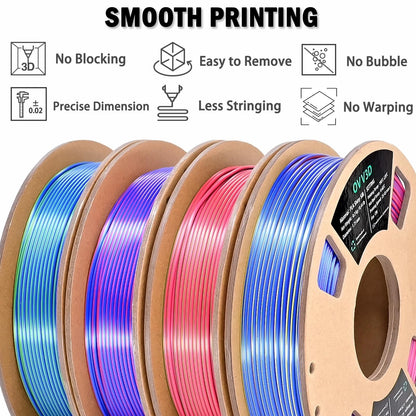 OVV3D 3D Printer Filament 1.75 millimeters, 4 Pack Tri-color & Dual-color