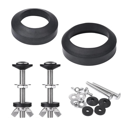 Toilet Tank to Bowl Bolt & Gasket Kit, 304 Stainless Steel Bolts, black