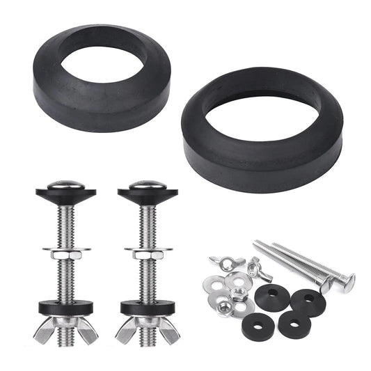 Toilet Tank to Bowl Bolt & Gasket Kit, 304 Stainless Steel Bolts, black