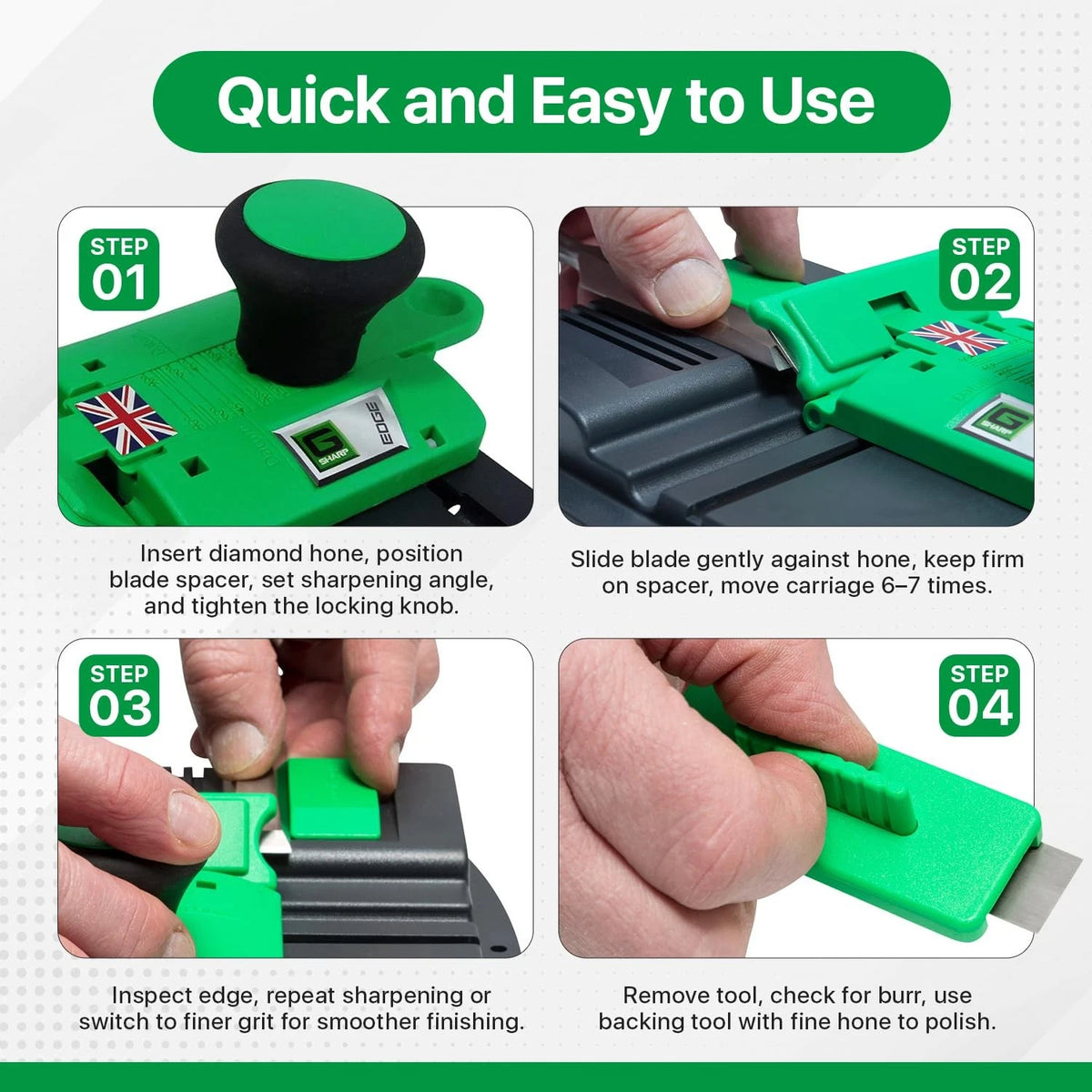G Sharp Edge Chisel Sharpener - Sharpening Kit - Sharpens Blades Black