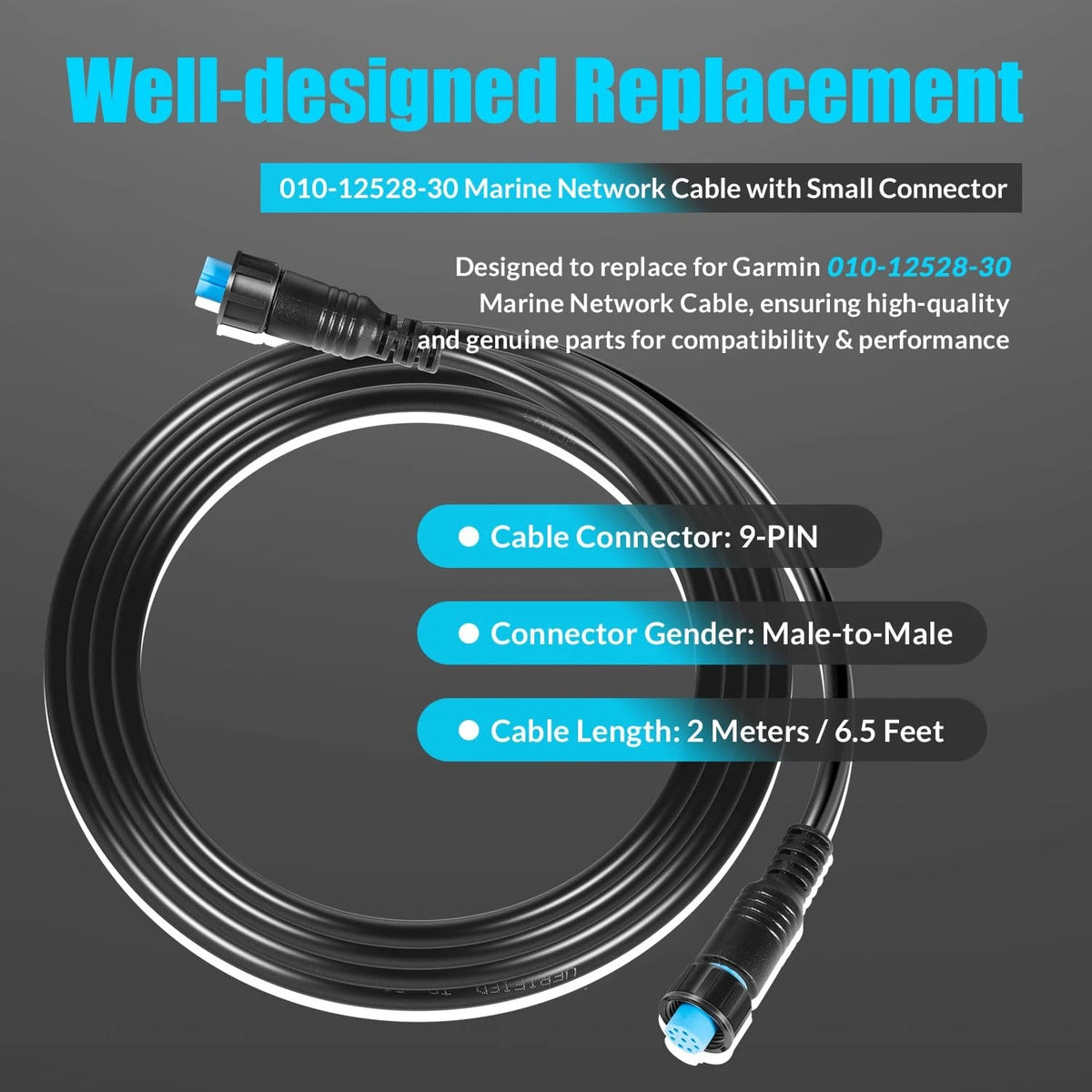 010-12528-30 Marine Network Cable 6.5 ft./2 m, Small Connector, ft. / 2 m
