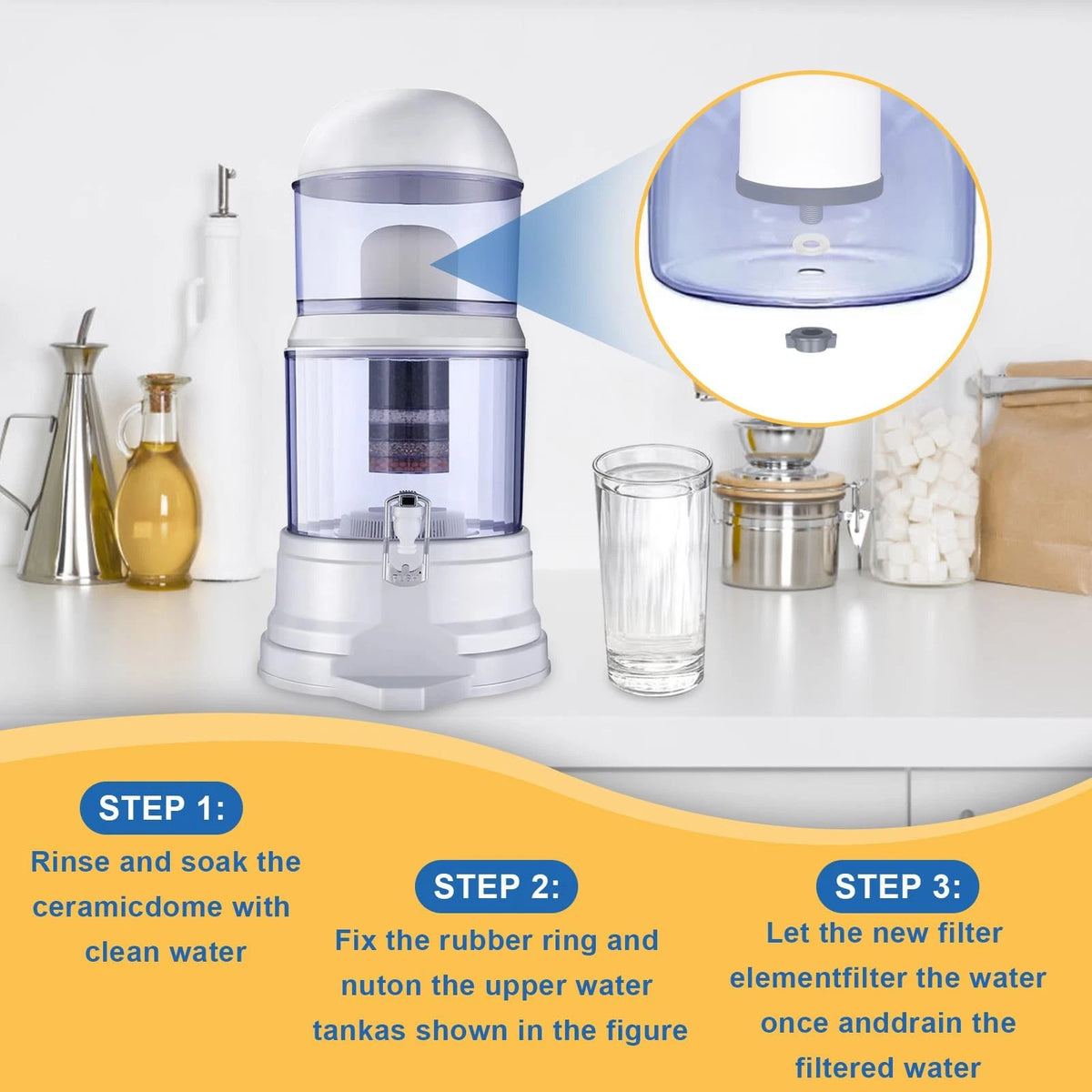 YKMGON 2Pack Replacement Ceramic Dome Water Filter 0.2 Ceramic-2, White