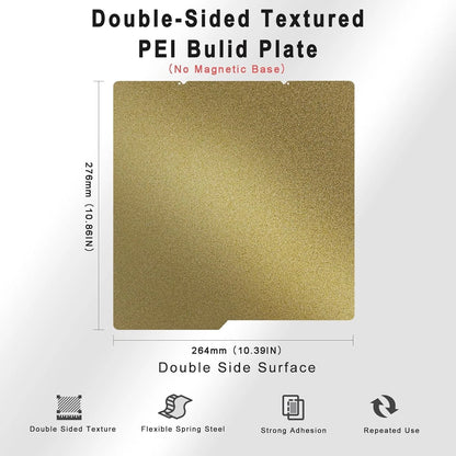 PEI Kobra S1 Combo Build Plate, 264x276mm, Double Sided Textured