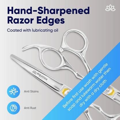 Equinox Professional Razor Edge Series Barber Hair Cutting 6.5 Inch, Silver