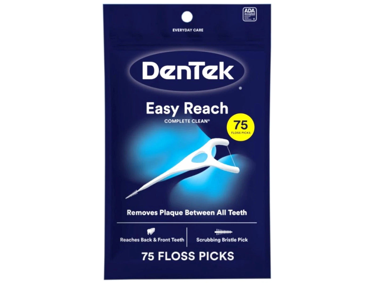 DenTek Easy Reach Complete Clean Floss Picks, with 75 Count (Pack of 3)
