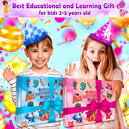 Curious 2 Learn Hardcover Preschool Activity Workbook for Kids Medium, Pink