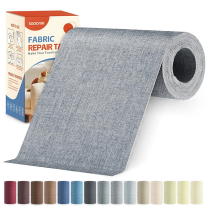 Fabric Repair Tape Kit, Self-Adhesive Linen Patch 4" x 80", Grey