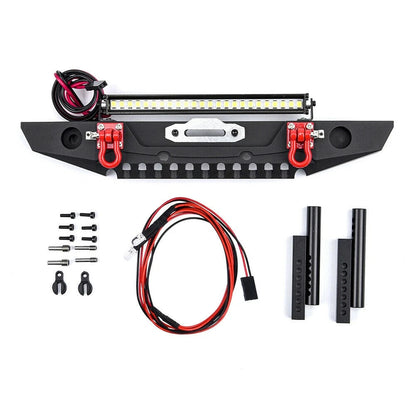 1/10 RC Car Metal Front Bumper With LED Light&Hook For Axial SCX10 II 90046 TRX4