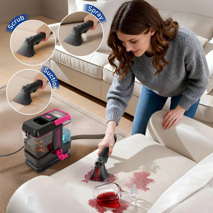 WECLEAN C5 Portable Carpet Cleaner Upholstery Deep Standard, Black pink