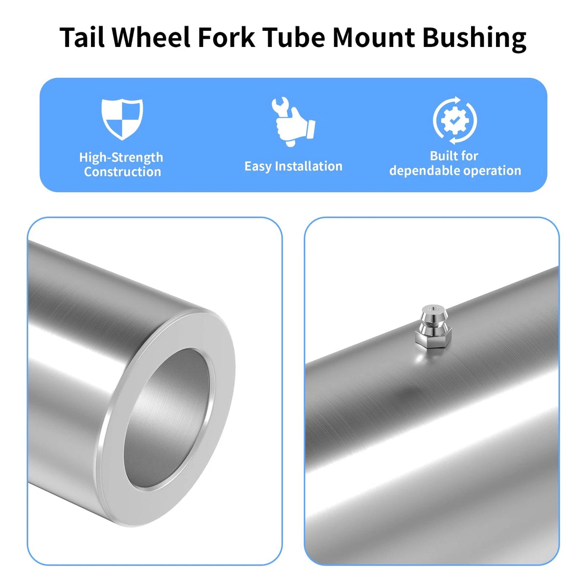 MAOTUWEILAI Tail Wheel Fork Tube Mount Bushing with Zerk Fitting, Silver