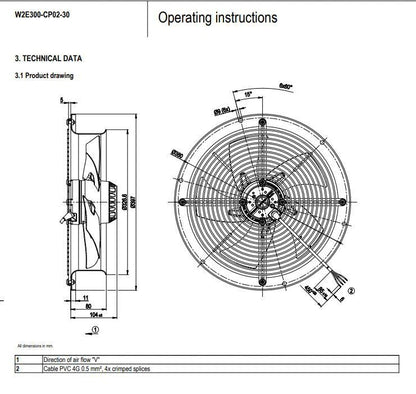 Ebmpapst W2E300-CP02-30 Axial Fan 230V 230W 1.1A Inverter Cabinet Cooling Fan