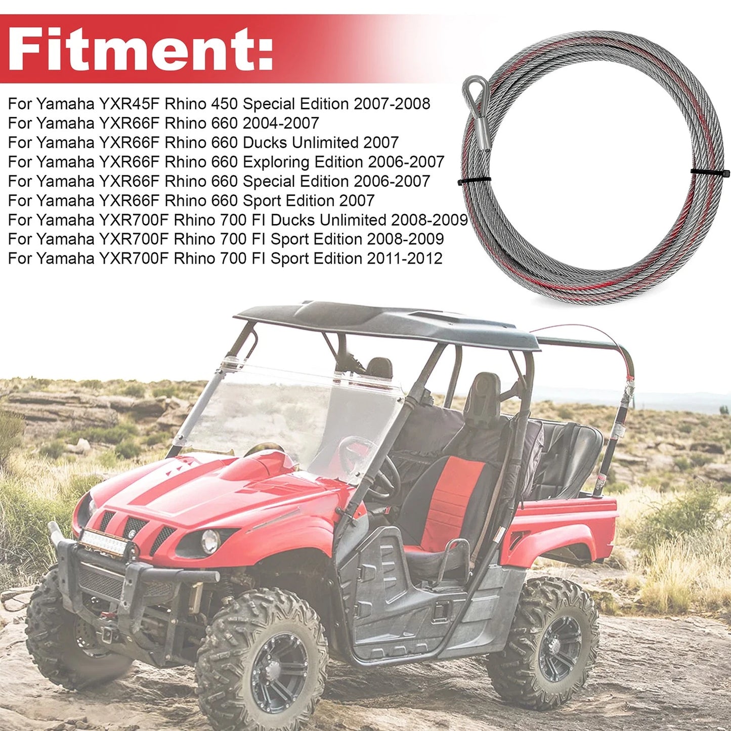 Winch Cable,3/16 Inch x50 feet 15103.51 for Yamaha ATV/UTV YXR45F,YXR66F,YXR700F