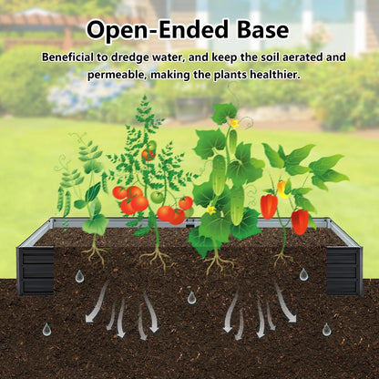 Thanaddo Galvanized Raised Garden Bed 8x4x1ft Outdoor Planter 8x4x1 ft, Black